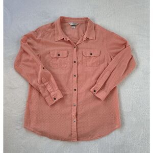 Christopher & Banks 100% Cotton Long Sleeve Lightweight Button-down Size L Peach